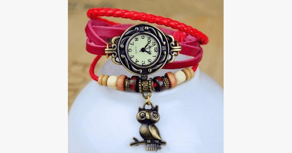Unique Owl Leather Strap Wrist Watch