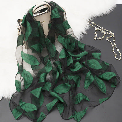 Luxury Silk Scarf with Floral Pattern