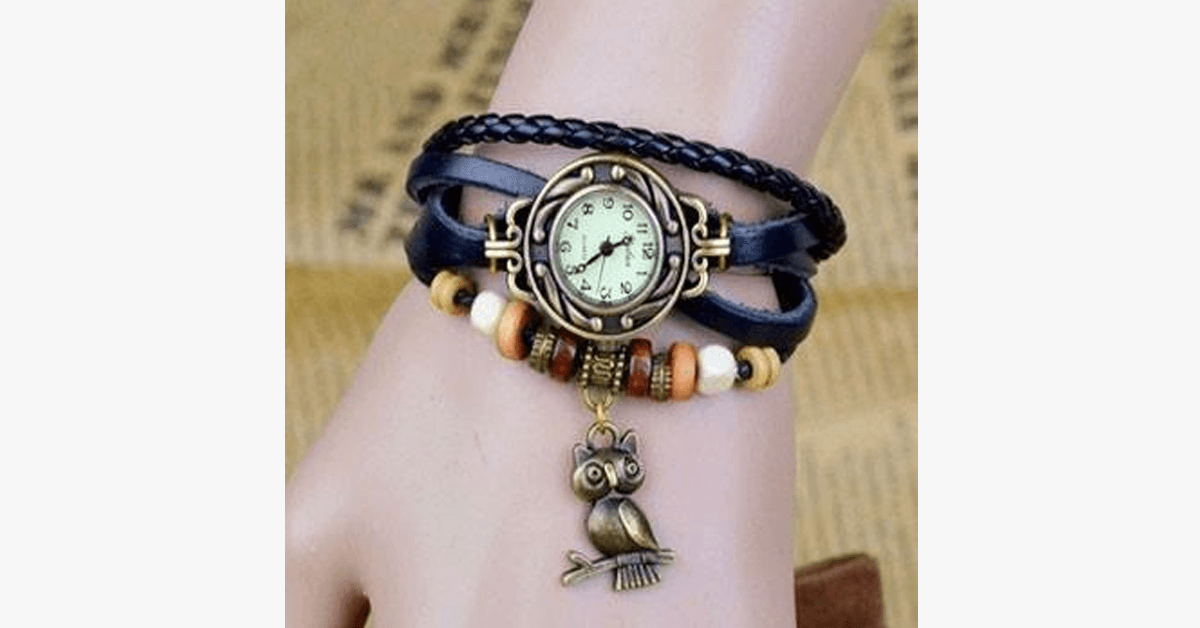 Unique Owl Leather Strap Wrist Watch - Cofik