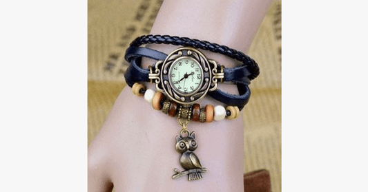 Unique Owl Leather Strap Wrist Watch - Cofik