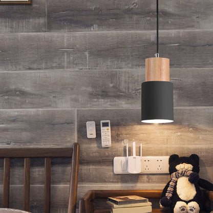 Stylish Wooden Metal Pendant Lamp Adjustable Lighting
