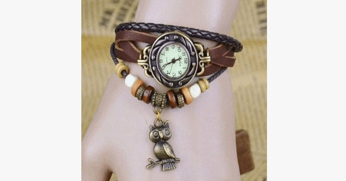 Unique Owl Leather Strap Wrist Watch