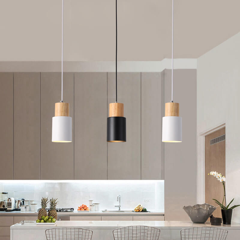 Stylish Wooden Metal Pendant Lamp Adjustable Lighting