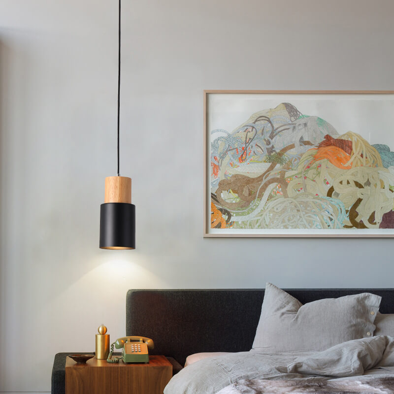 Stylish Wooden Metal Pendant Lamp Adjustable Lighting