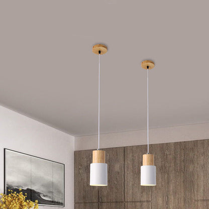 Stylish Wooden Metal Pendant Lamp Adjustable Lighting