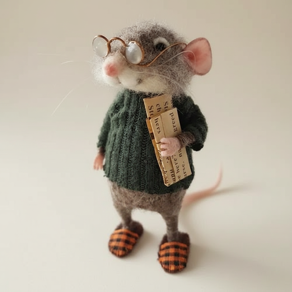 Natural Wool Felt Mouse Christmas Ornament Gift - Cofik
