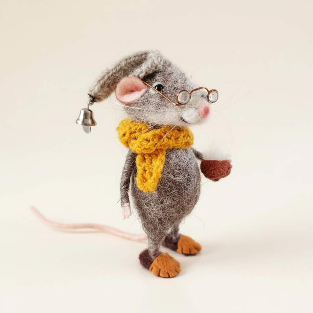 Natural Wool Felt Mouse Christmas Ornament Gift
