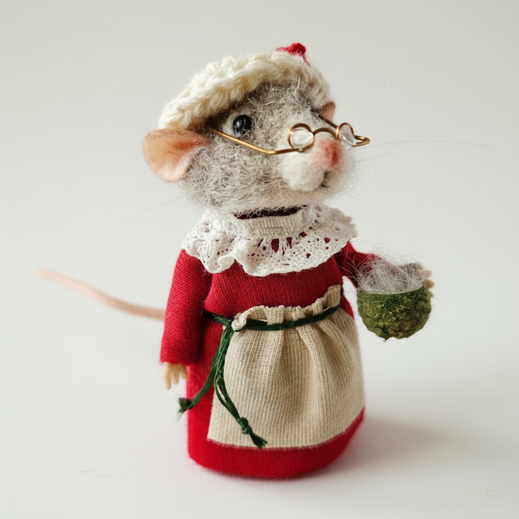 Natural Wool Felt Mouse Christmas Ornament Gift