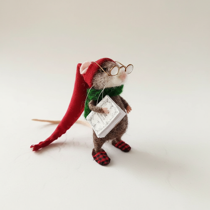 Natural Wool Felt Mouse Christmas Ornament Gift