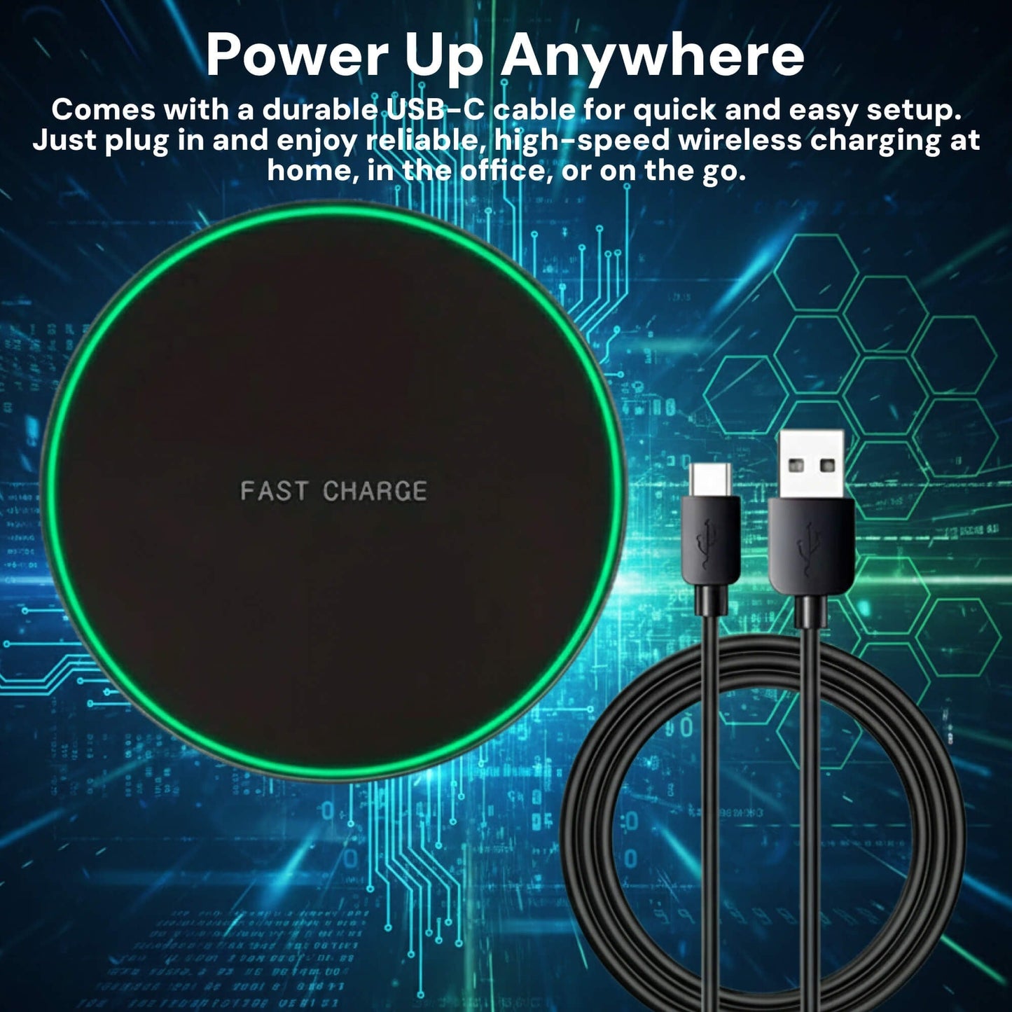 Compact Fast Wireless Charging Pad for iPhone Android