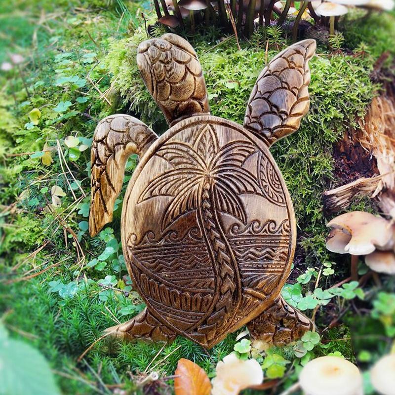 Handcrafted Wooden Sea Turtle Figurine