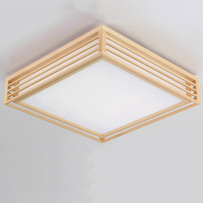 Sleek LED Ceiling Light Wooden Beige Modern Room Fixture