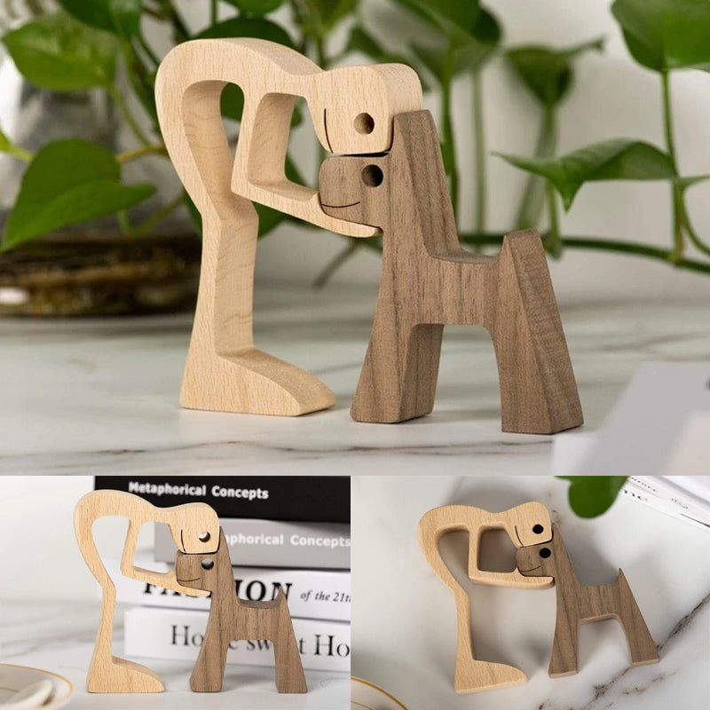 Handcrafted Wooden Pet Figurine Decor
