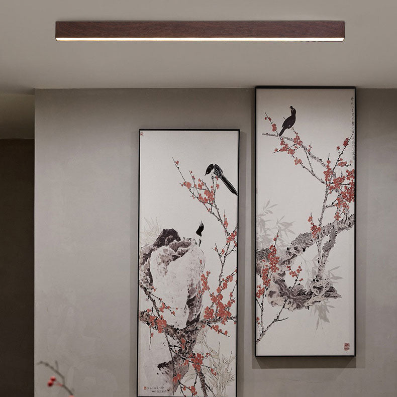Sleek LED Ceiling Light Fixture 24 Inch Walnut Finish