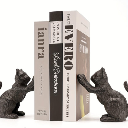 Classic Cat - Distressed Metal Book Ends for Home Decor