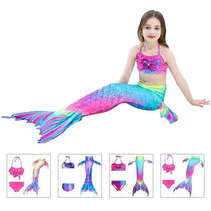 Colorful Girls Mermaid Scale Swimwear Bikini Set