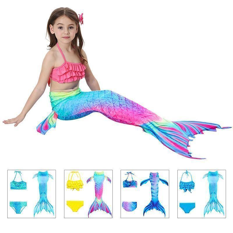 Colorful Girls Mermaid Scale Swimwear Bikini Set