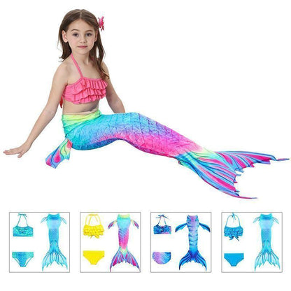 Colorful Girls Mermaid Scale Swimwear Bikini Set