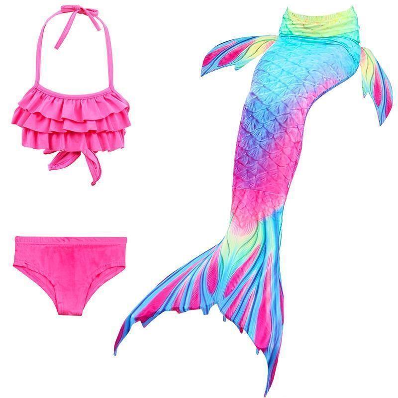 Colorful Girls Mermaid Scale Swimwear Bikini Set