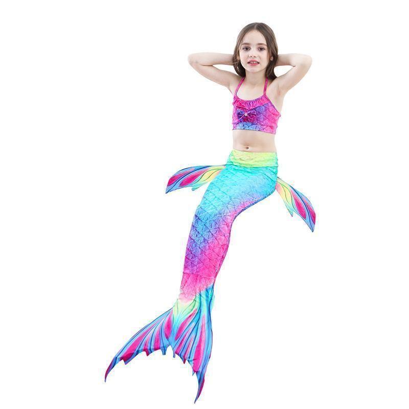 Colorful Girls Mermaid Scale Swimwear Bikini Set