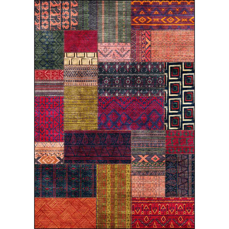 Colorful Tribal Pattern Rug Red Purple Polyester Bed Rug - Cofik