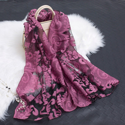 Luxury Silk Scarf with Floral Pattern