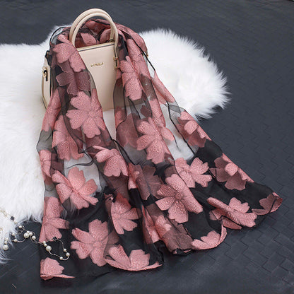 Luxury Silk Scarf with Floral Pattern
