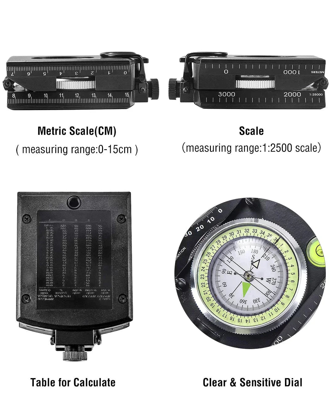 Tough Waterproof Hiking Compass with Inclinometer