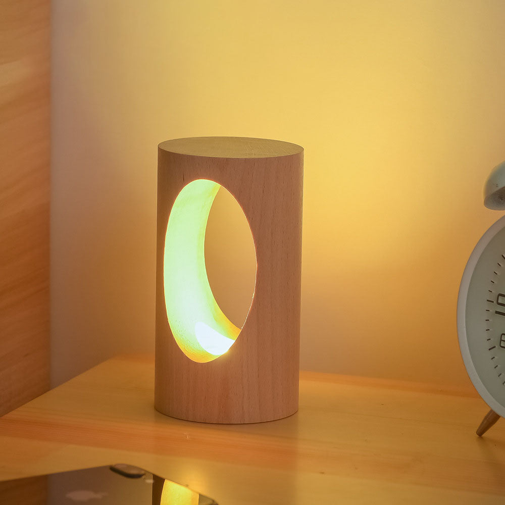Natural Wood USB Bedside LED Table Lamp - Cofik