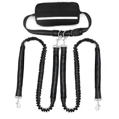 Adjustable Dog Running Leash with Pouch Bag