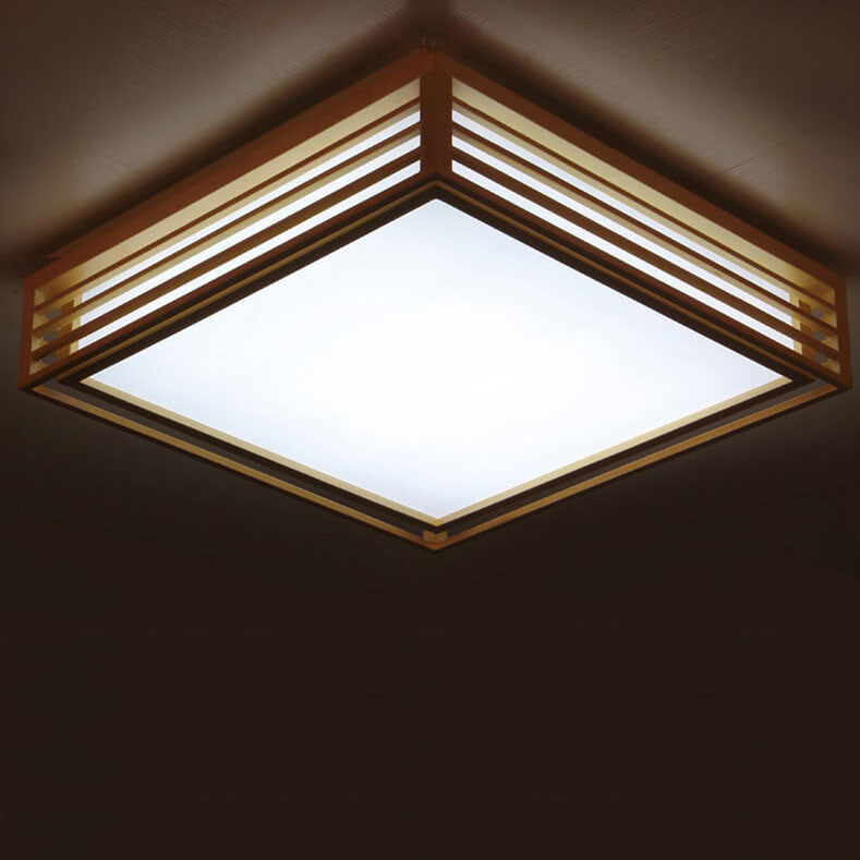 Sleek LED Ceiling Light Wooden Beige Modern Room Fixture