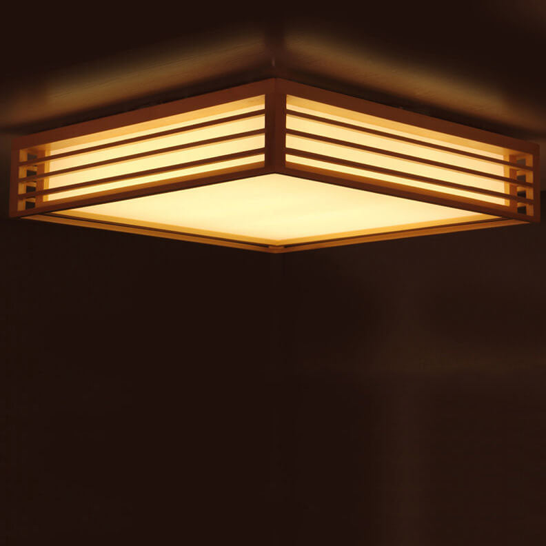 Sleek LED Ceiling Light Wooden Beige Modern Room Fixture