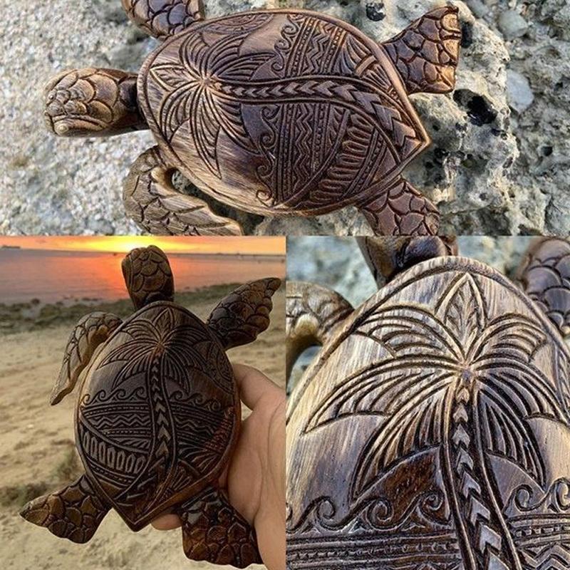 Handcrafted Wooden Sea Turtle Figurine