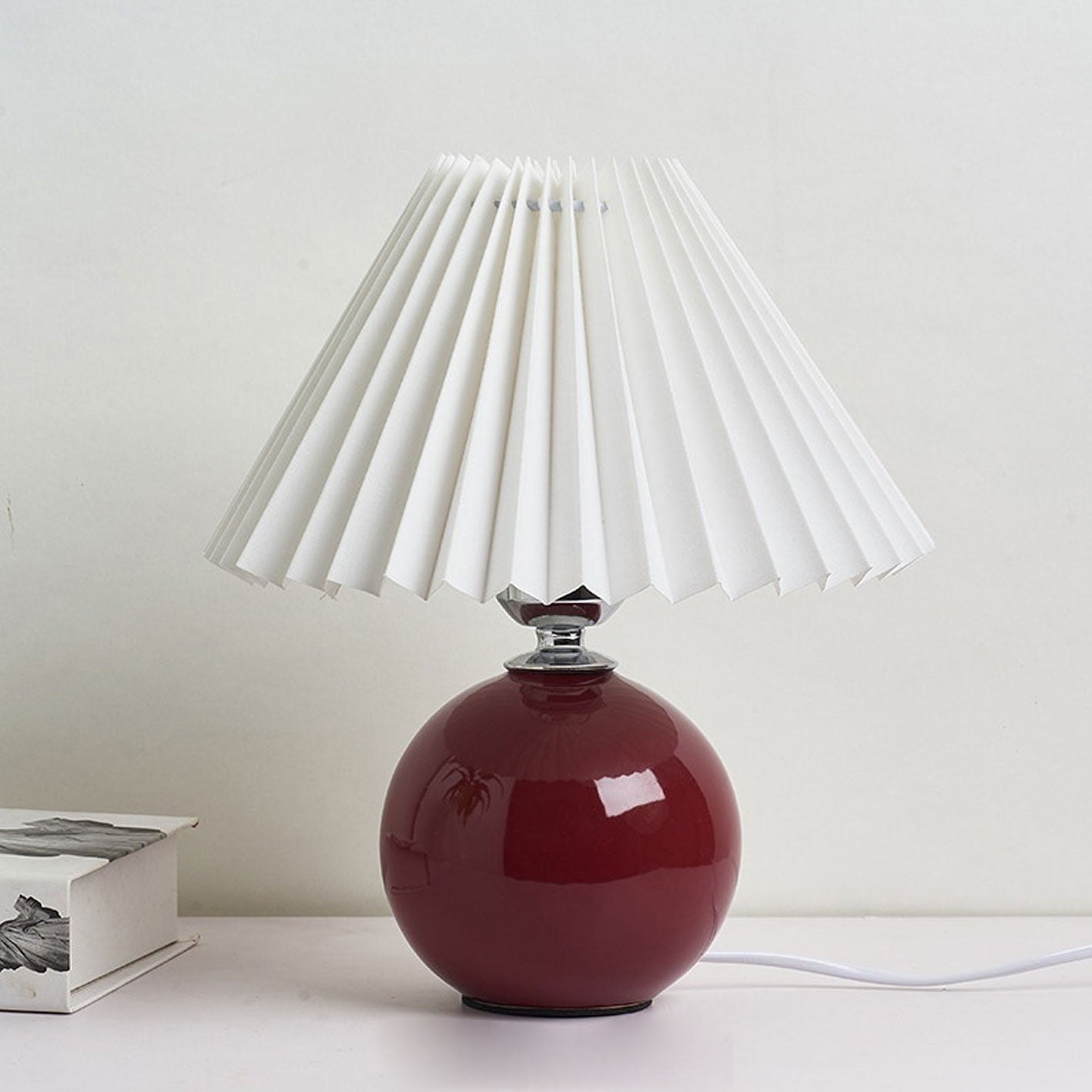 Simple Ceramic Desk Lamp with Folded Shade