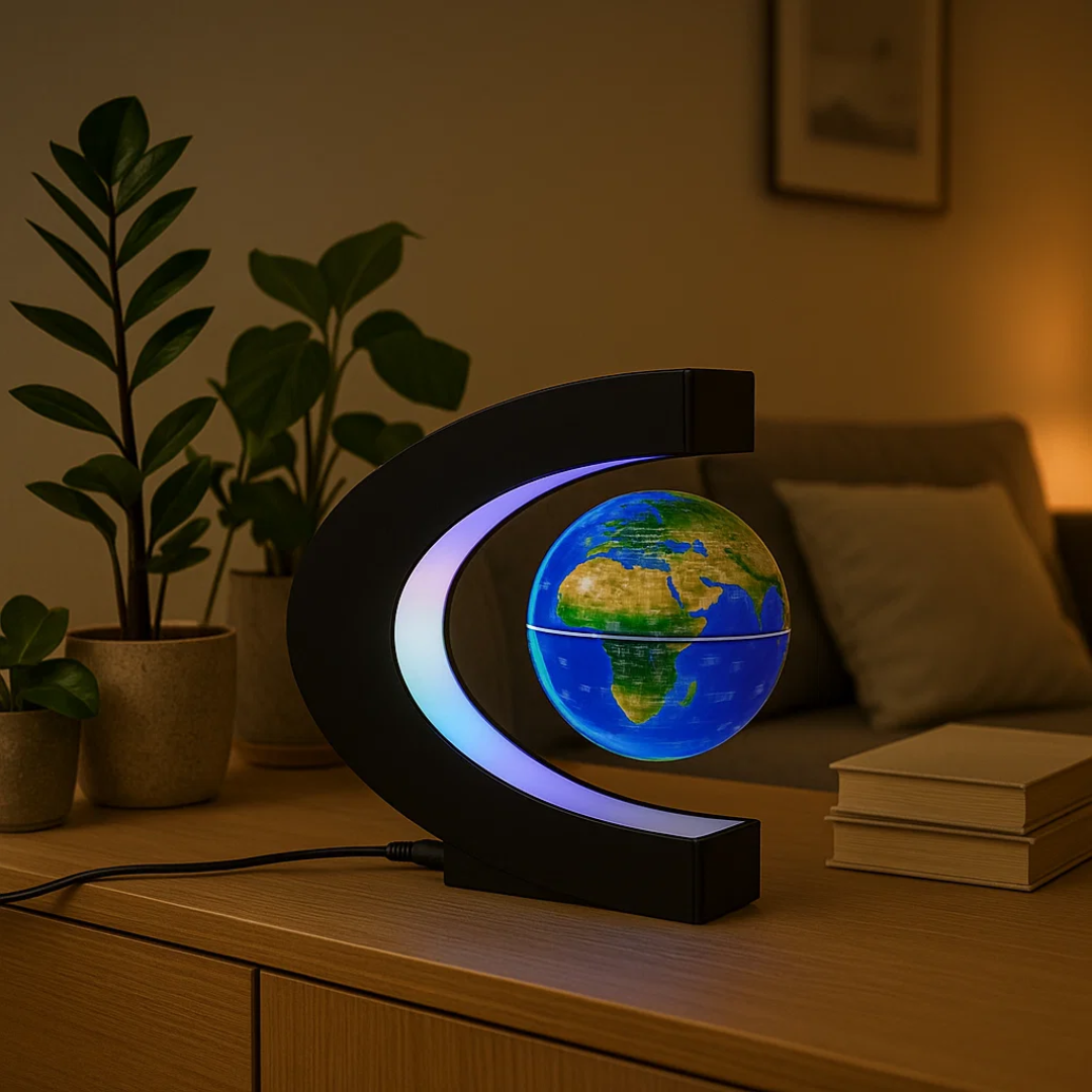 Glowing LED Floating Globe Lamp with Magnetic Base
