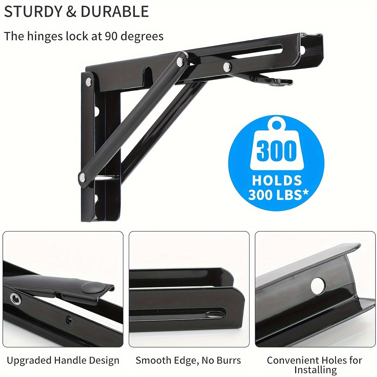 Sturdy Adjustable Metal Shelf Brackets - 2 Pack