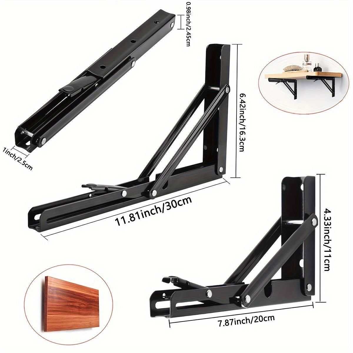 Sturdy Adjustable Metal Shelf Brackets - 2 Pack
