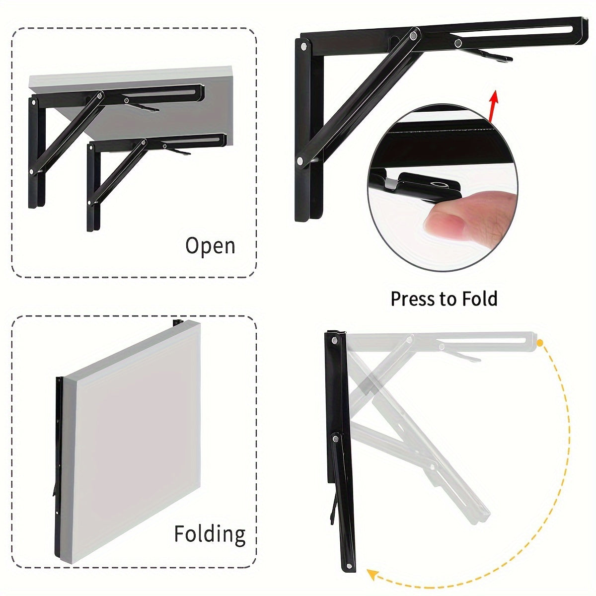 Sturdy Adjustable Metal Shelf Brackets - 2 Pack