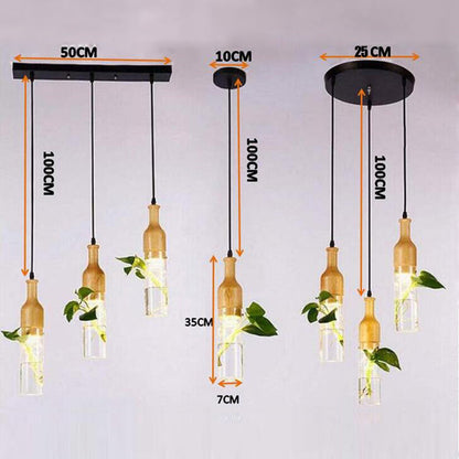 Stylish Wooden LED Hanging Plant Lights