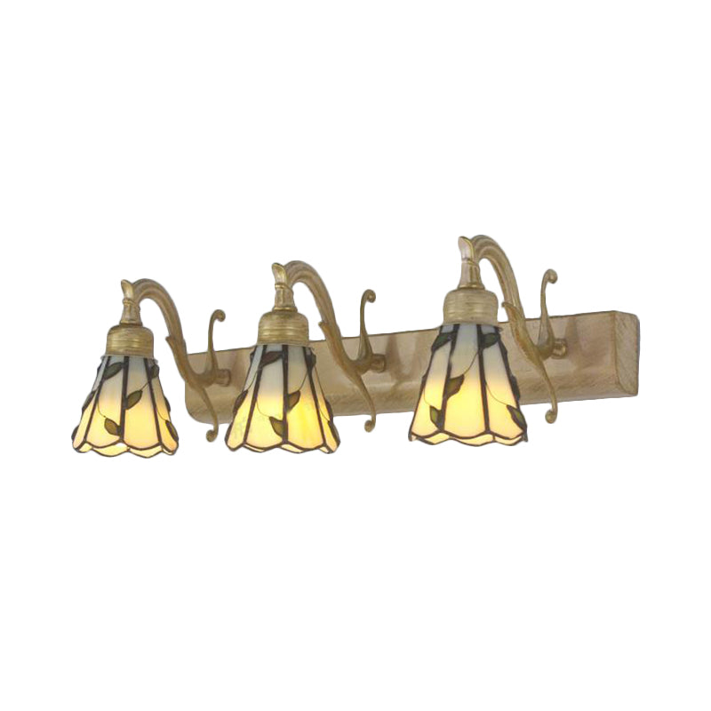 Rustic 3 Light Vanity Lamp with Stained Glass Shade
