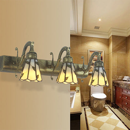 Rustic 3 Light Vanity Lamp with Stained Glass Shade