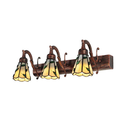 Rustic 3 Light Vanity Lamp with Stained Glass Shade
