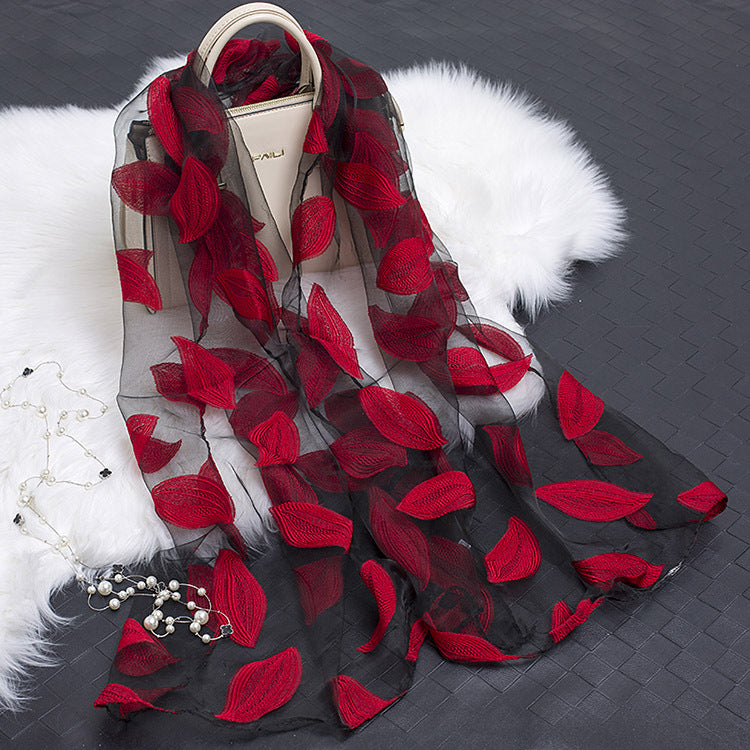 Luxury Silk Scarf with Floral Pattern