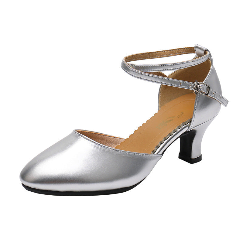 Comfortable Latin Dance Shoes Low Medium Heel Shoes - Cofik