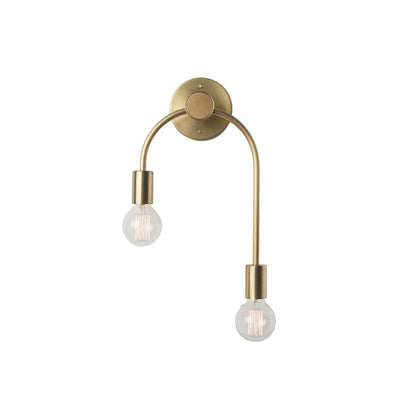 Simple Metal Wall Lamp 2-Light Gold Black Sconce