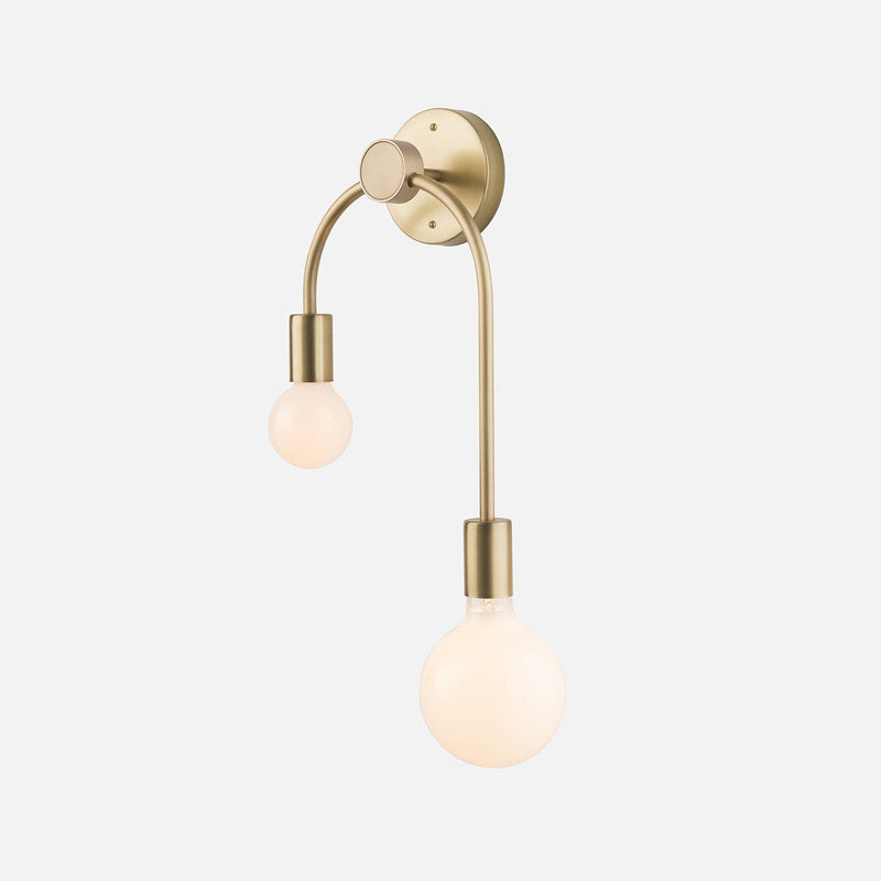 Simple Metal Wall Lamp 2-Light Gold Black Sconce