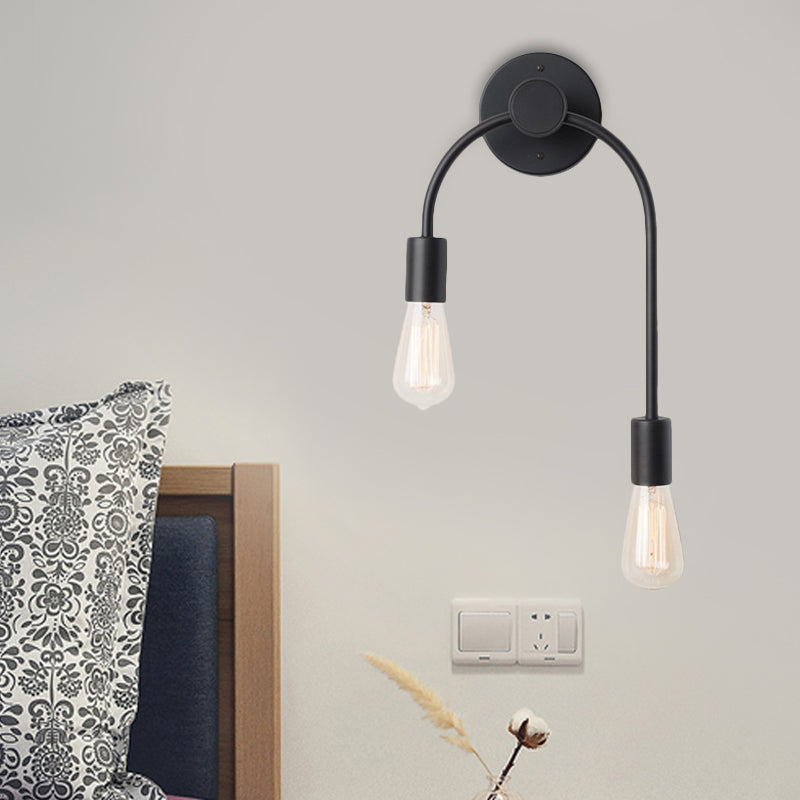 Simple Metal Wall Lamp 2-Light Gold Black Sconce - Cofik