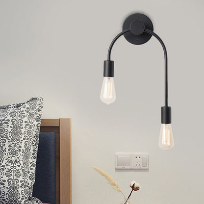 Simple Metal Wall Lamp 2-Light Gold Black Sconce - Cofik