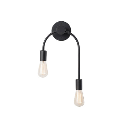 Simple Metal Wall Lamp 2-Light Gold Black Sconce