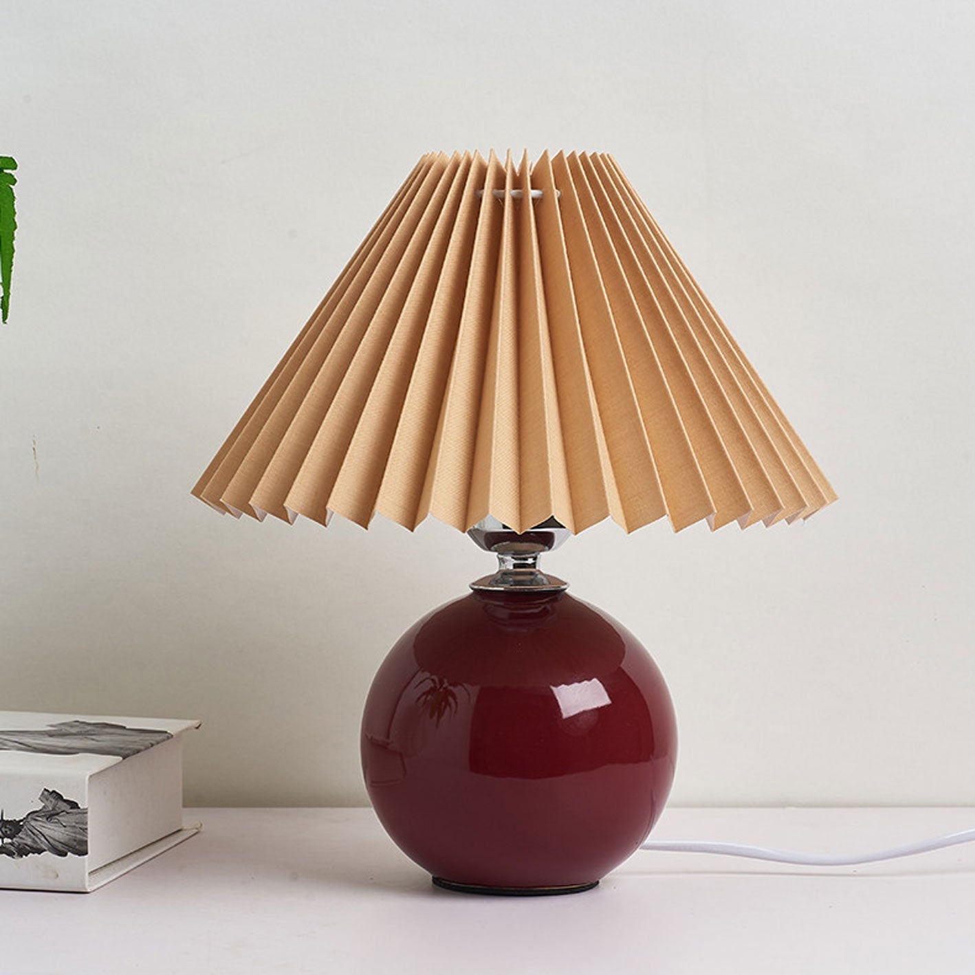 Simple Ceramic Desk Lamp with Folded Shade